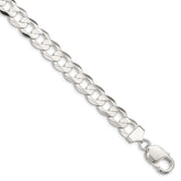 Sterling Silver 9.75mm Concave Beveled Curb Chain